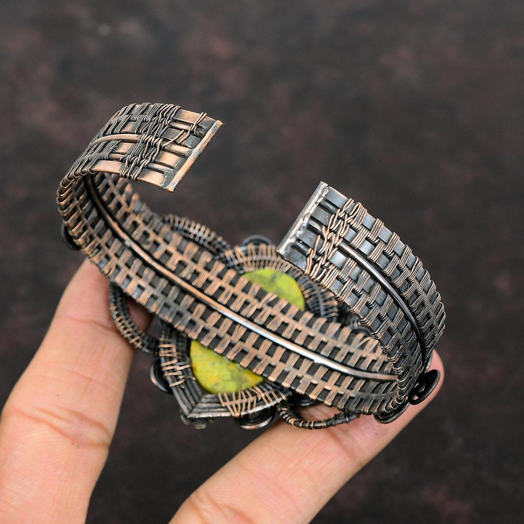 Stichtite Cuff Bracelet Copper Wire Wrapped Bangle Adjustable Cuff Bracelet Gemstone Bangle Copper Wire Jewelry Handmade Bangle Gift For Her