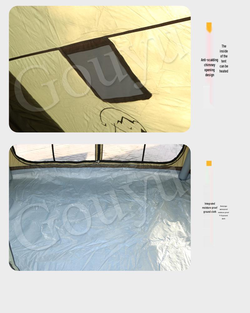 Army Green 6.3m² Inflatable Camping Tent with Canopy - Waterproof, Ideal for Overnight Camping