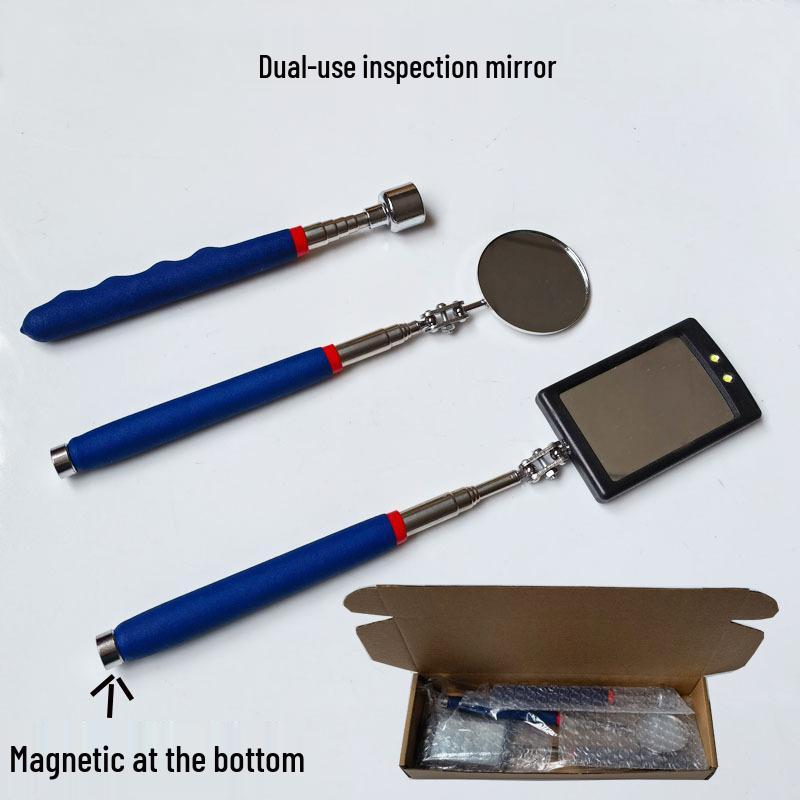 5-Piece Car Inspection Kit: Lighted Undercarriage Mirror, Telescopic Magnetic Pickup Tool, Reflective Chassis Mirror