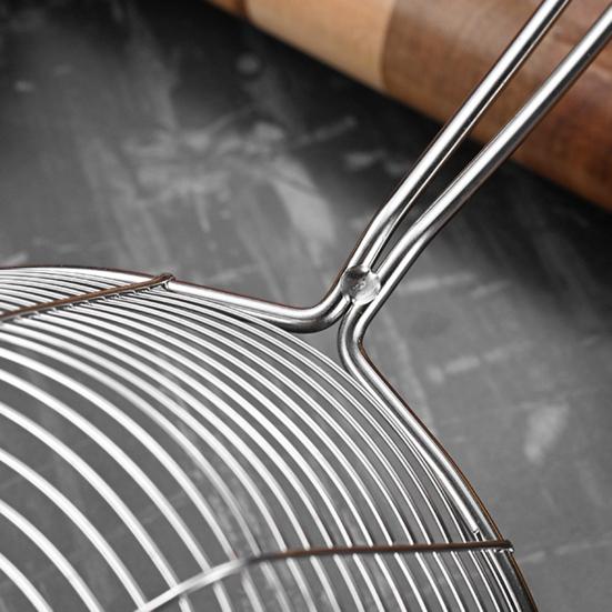 Stainless Steel Deep Skimmer with Wire Mesh Heavy-Duty Slotted Spoon for Frying Dumplings Noodles Rust-Proof Dishwasher Safe Essential Kitchen Tool