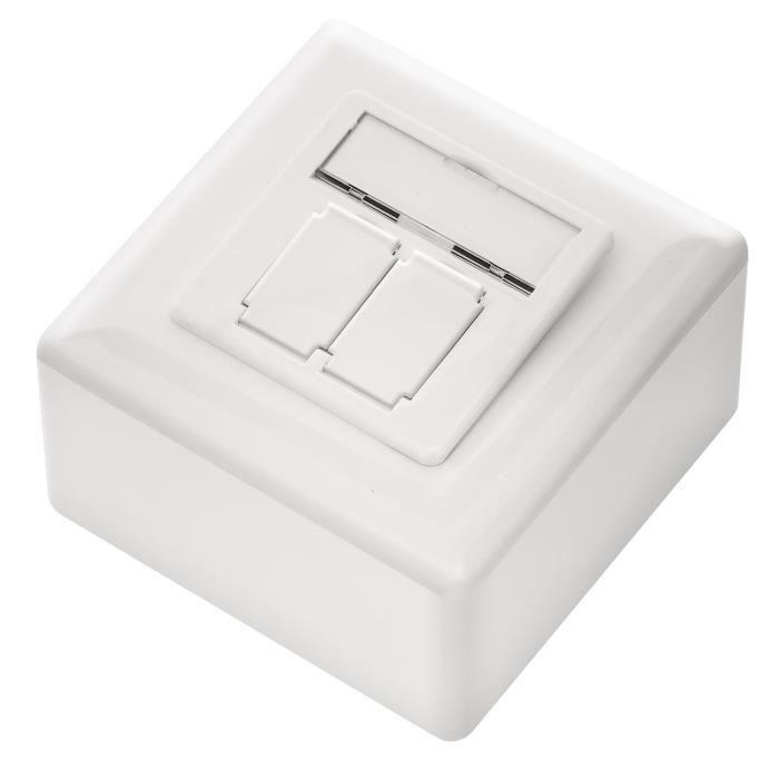 Prise Réseau - DELEYCON - CAT 6a - 2x RJ45 - Blindé - 10 Gigabit Ethernet - Blanc
