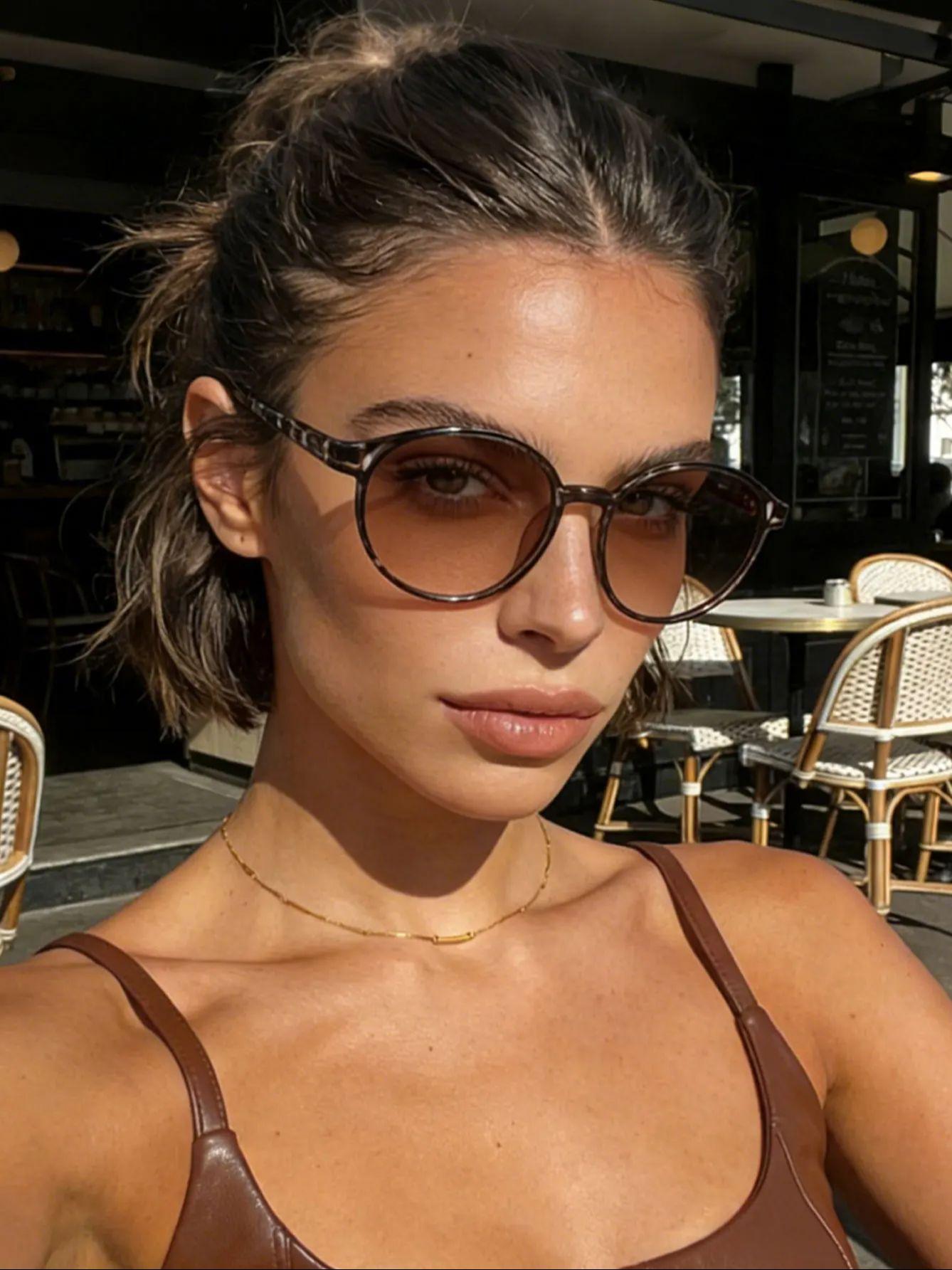 

1PCS Cute Sexy round Frame Sunglasses Sweet Fashion Accessory for Women Essential Sun Protection Glasses for Shopping And Travel