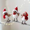 1pc Cute Plush Little Bird Decoration with Red Santa Hat & Fluffy White Plumage - Christmas Tree Ornament, Holiday Home Decor