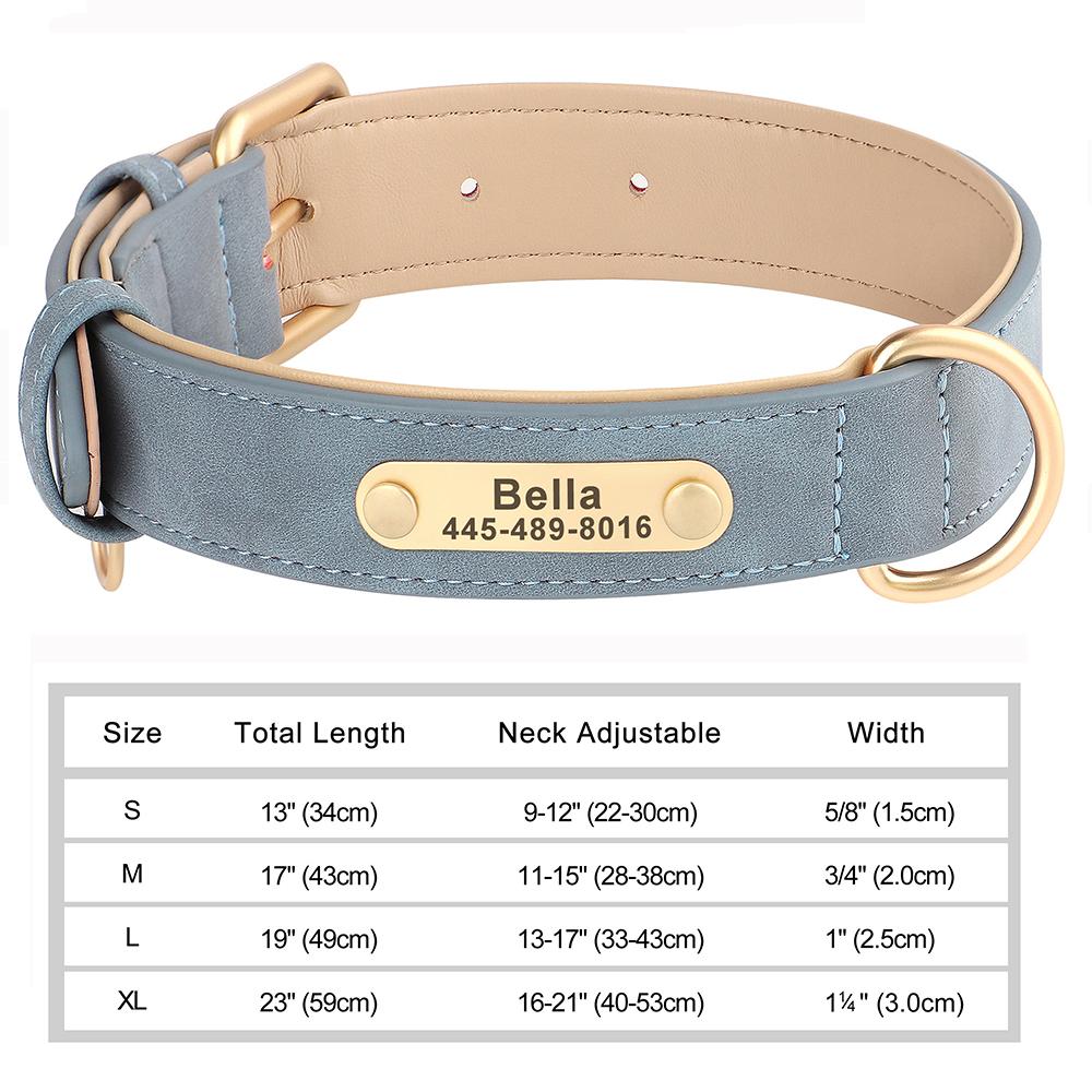 Custom Leather Dog Collar Personalized Collars with Free Engraved Nameplate for Small Medium Large Dogs Pitbull Labrador XS-XXL