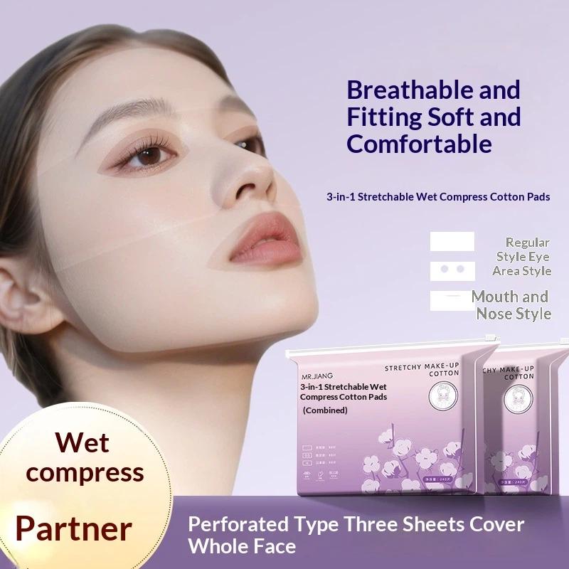 Soft Makeup Cotton Pads 3in1 Hydropathic Compress 240PCS Stretchable Large Capacity for Personal Care Use