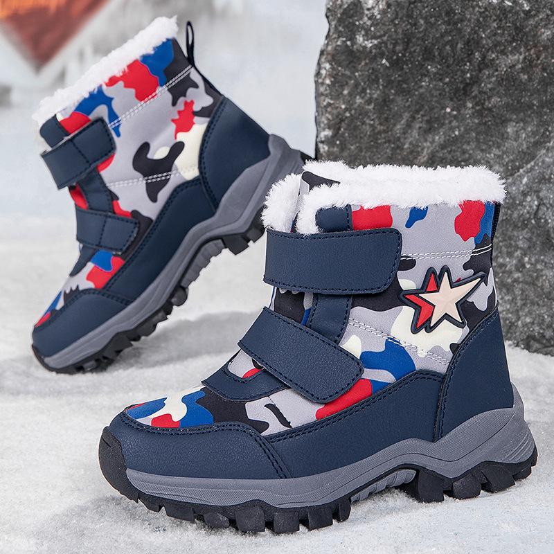 Boys' 2025 Waterproof Cotton Velvet Boots - Non-Slip, Warm Snow Footwear for Kids
