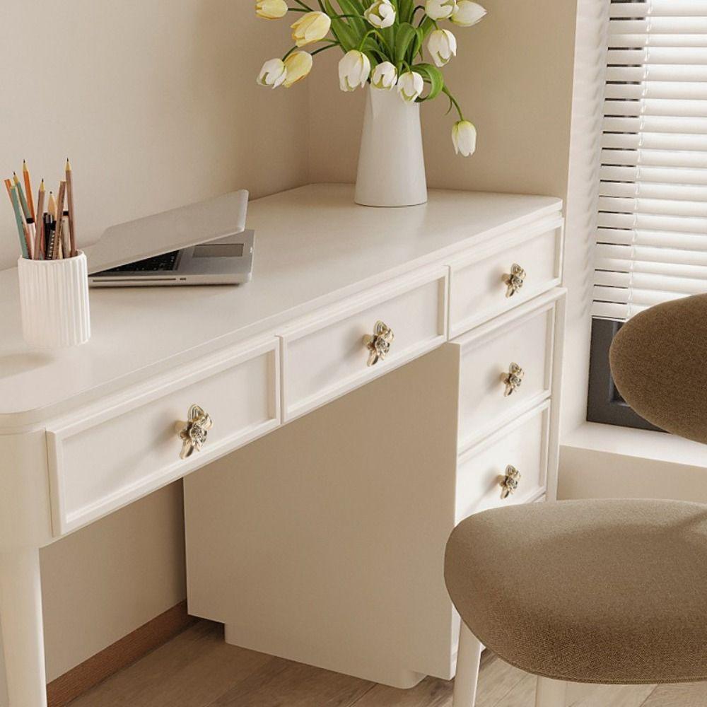 Zinc Alloy Drawer Knob Gold Finish Creative Petal Design Drawer Handle Bronze Finish Flower Shaped Handle Furniture Cabinet