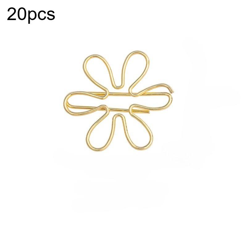 

20pcs Golden Flower Shaped Paperclip Rice Shaped Colored Metal Paperclip Scrapbooking Decoration Clip School and Office Supplies