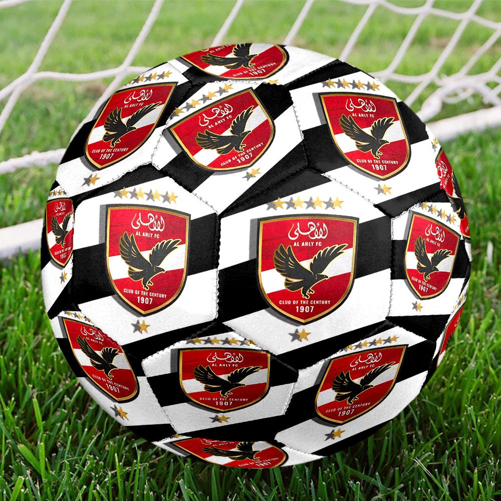 Pallone da Calcio Indoor Al Ahly Misura 5 Colorato Per Tutte le Età Cucito a Macchina PVC Pronto per la Competizione Resistente Alto Rimbalzo