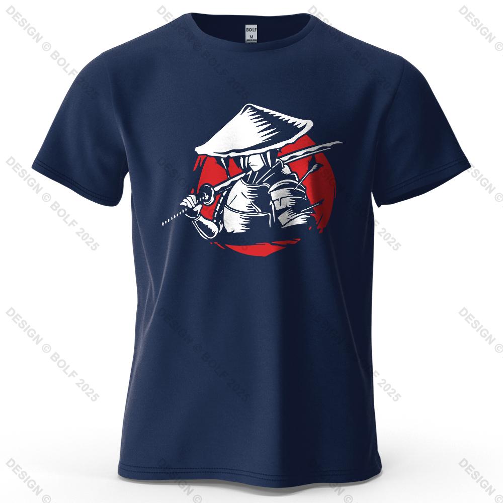 Samurai Cool Printed Men's T-Shirt 100% Cotton Oversized Traditional Graphic Tees for Women Tops Tees Casual Streetwear