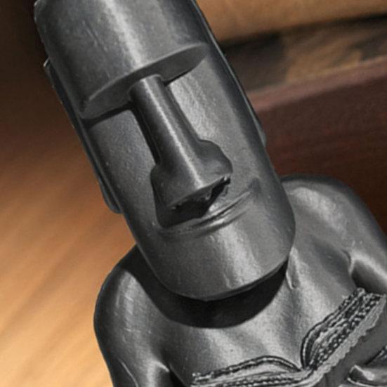 DYS 3D Printed Reading Moai Figurine Ornament, Cross-Legged Sitting Statue Desktop Decoration, Creative Sculpture, Unique Gift for Students Office