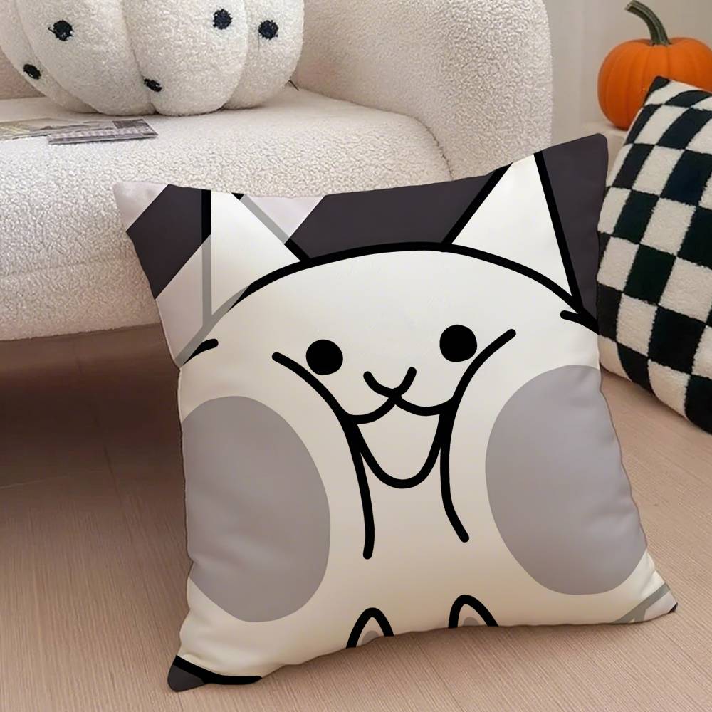 B-Battle Cats Anime Kuddfodral Anti-kvalster Kuddfodral Osynlig dragkedja Silkeslen kort plysch Soffkuddeöverdrag