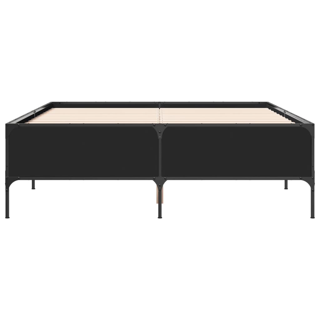 Bed Frame Black 150x200 cm Engineered Wood and Metal