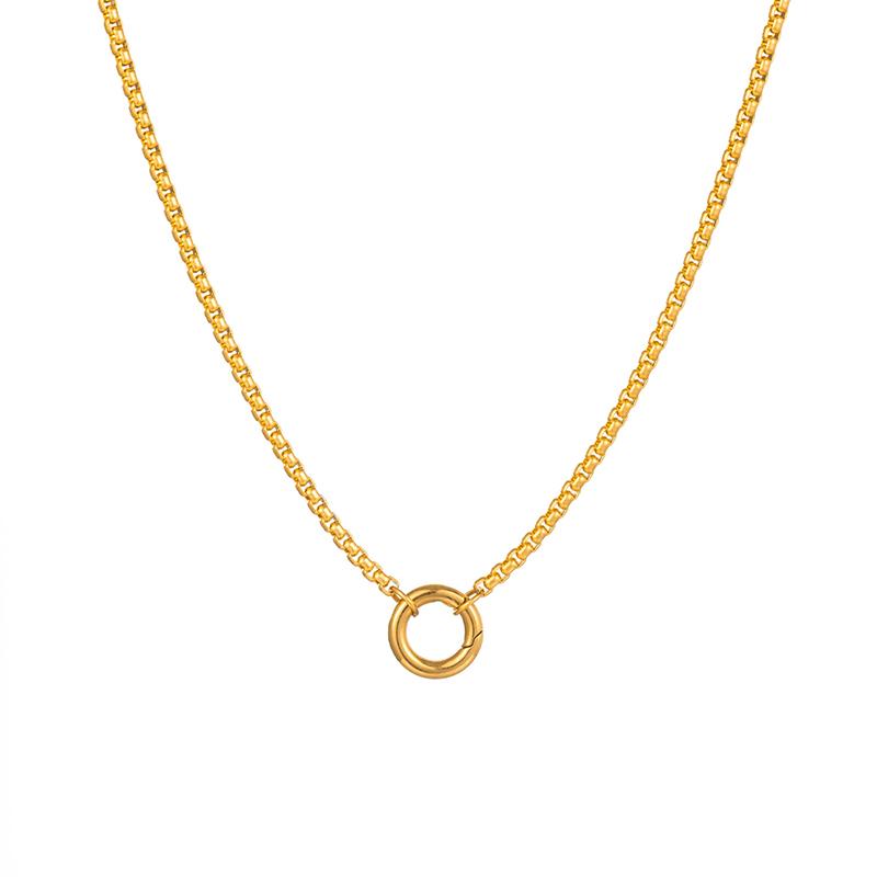 316L Stainless Steel Hollow Round Necklaces Foxanry Fashion Minimalist Waterproof Daily Party Jewelry Gifts EL0088