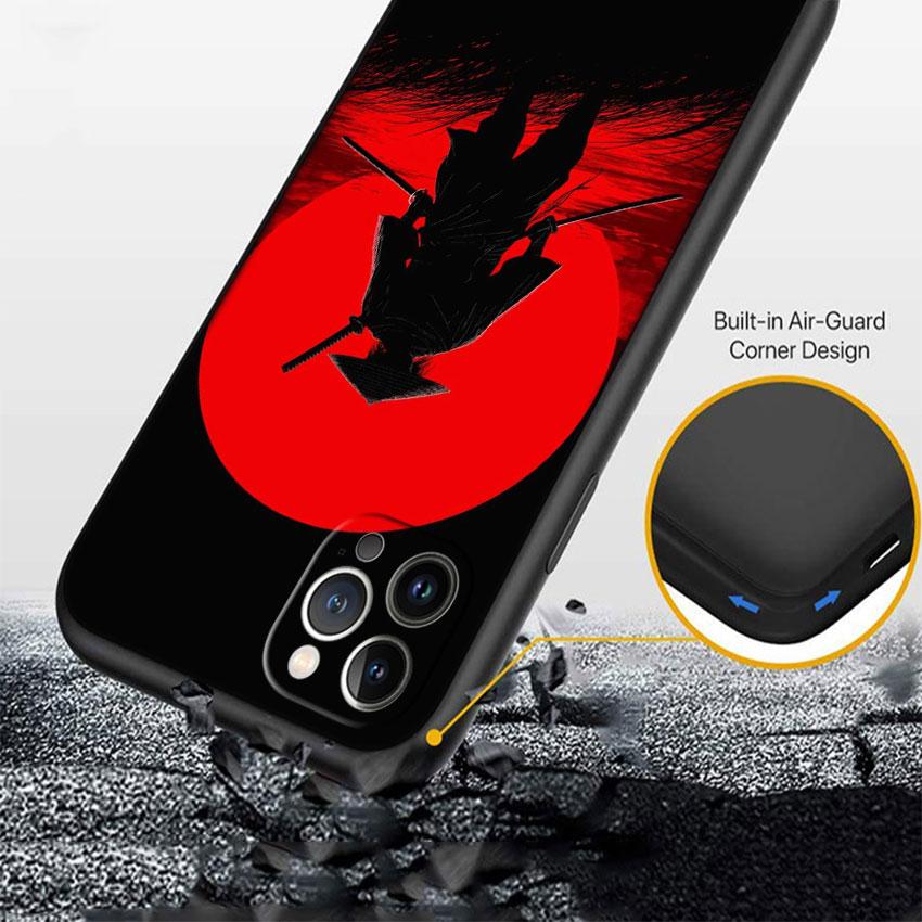 CJ70 Japan Samurai Soft Shell Phone Case for iPhone 16 15 14 13 12 Pro Max Plus Mini