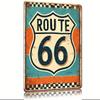 Route 66 Metal Sign Rustic Tin Wall Art with Distressed Finish Perfect for Home Kitchen Bar Garden and Outdoor Decor