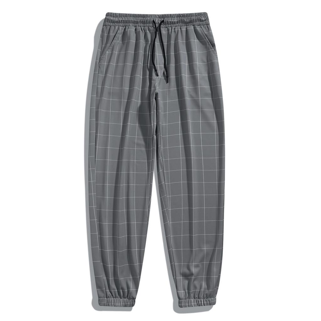 New Spring And Autumn Men'S Sports And Leisure Quick-Drying Plaid Pants Men Comfortable Solid Color Casual Pants Men