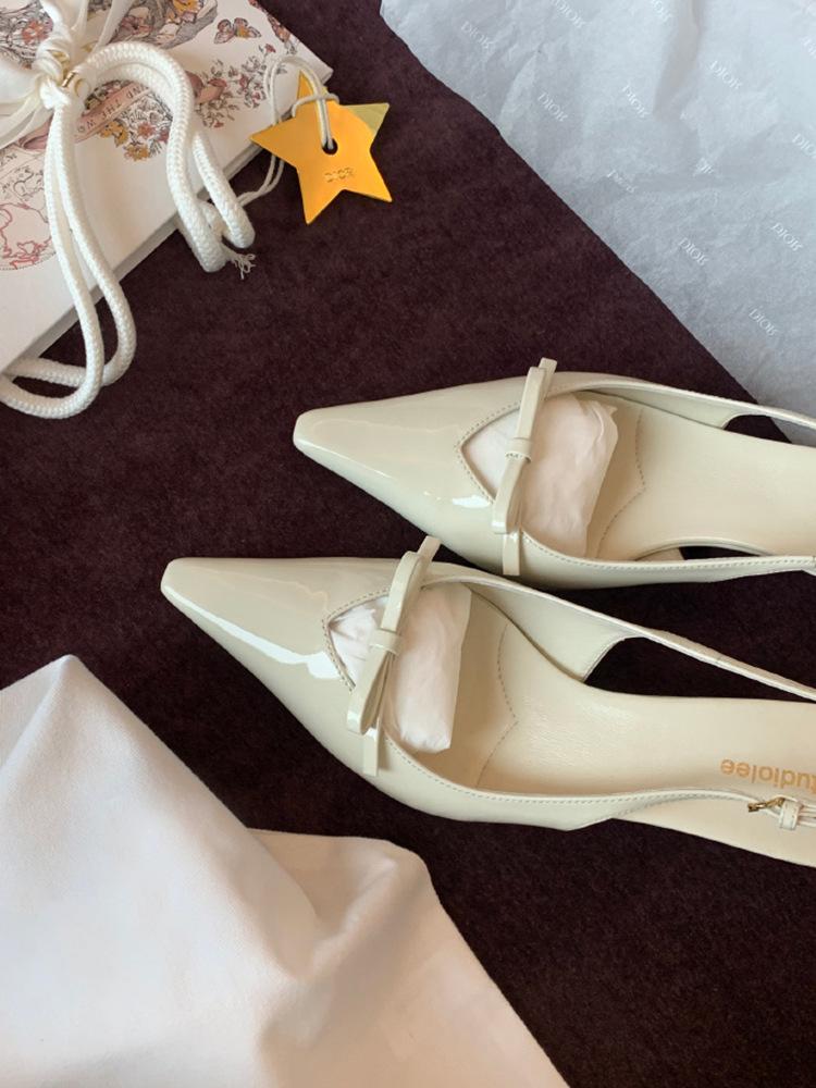 Sheepskin Version~ Naked Pink High Heels, Women's Pointed Heads, Thin Heels, Not Tired Feet, Bag Heads, Sandals, Summer Bows, Fairy Style