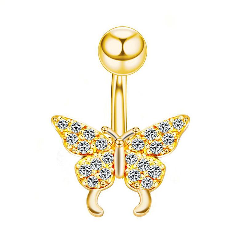 Sexy Butterfly Zircon  High Quality  Navel Ring Navel Piercing Belly Button Rings Stainless Steel Body Jewelry Navel Rings