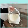 Elegant Pu Leather Chain Small Bag For Women 2024 Spring Pearl Handbag