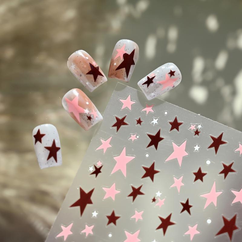 Pentagram Nail Stickers Self Adhesive Irregular Star Nail Decals DIY Nail Art Accessories for Beginner Salon Use