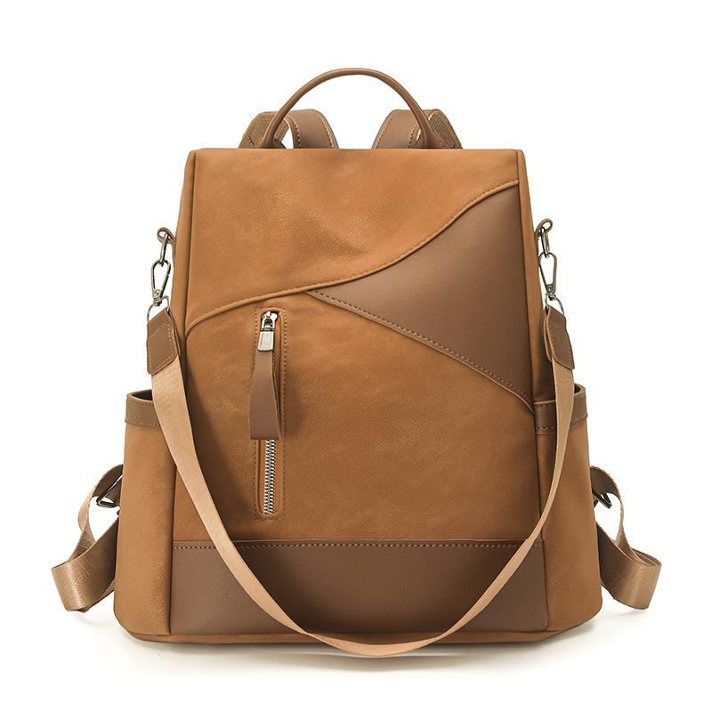 Женский рюкзак с контрастными цветами, противоугонный, для путешествий коричневый
