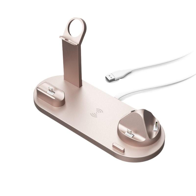 New Wireless Charger 15w Three In One Rotating Socket For Phone Headphones And Watch In Black White Silver Rose Gold