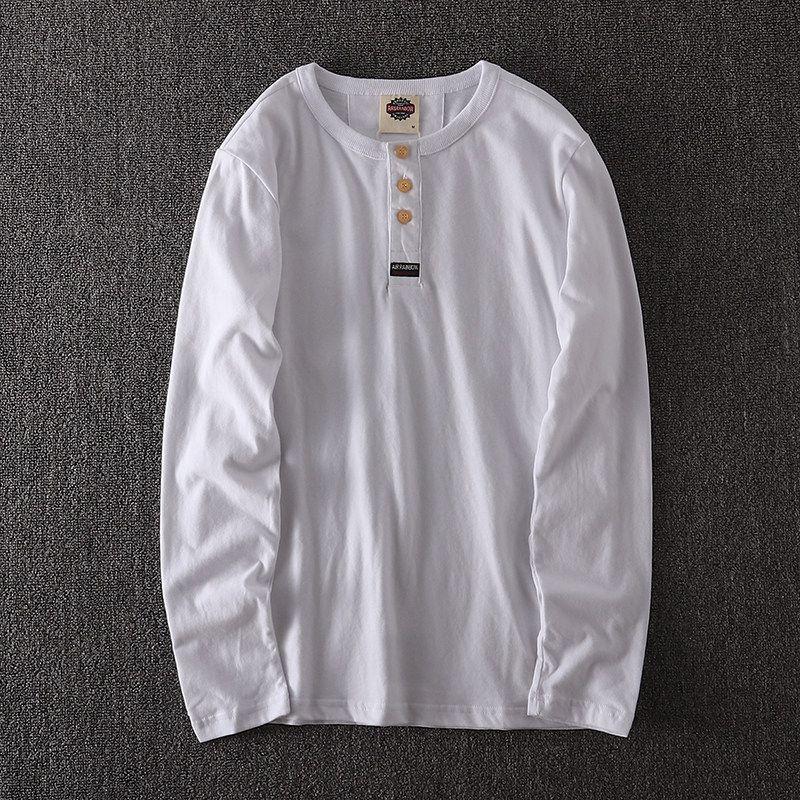 Big Brand Goods ~ Export Label Cutting Factory Direct Sales Fall Winter Men Long-T-Shirt Pure Cotton OEM Goods Tail Goods Bottoming Shirt Fashion
