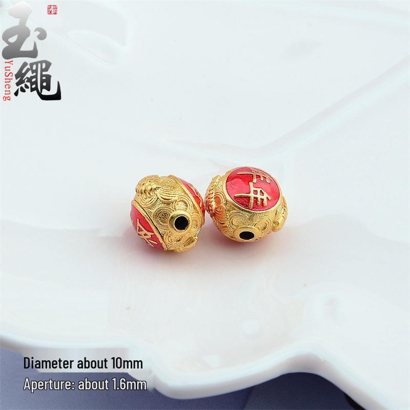 Ancient Gold Enamel Hollow Beads for DIY Bracelets & Necklaces