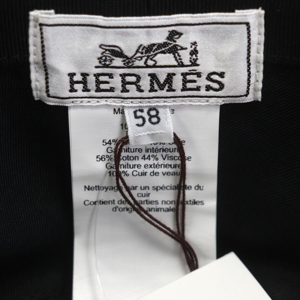Pristine HERMES hat Fred H Fred H Stripe Bucket black cotton mens 58 Used