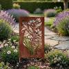 Iron Garden Stake with Openwork Weathered Tabletop Centerpiece Rustic for Patios