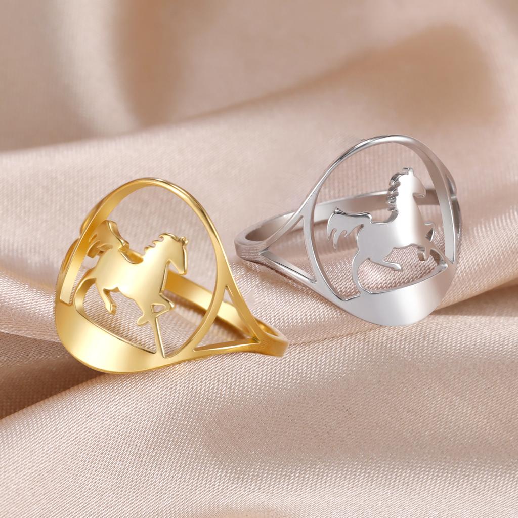 Cool Running Horse Ring Women Men Stainless Steel Finger Rings Animal Jewelry Friends Birthday Gift