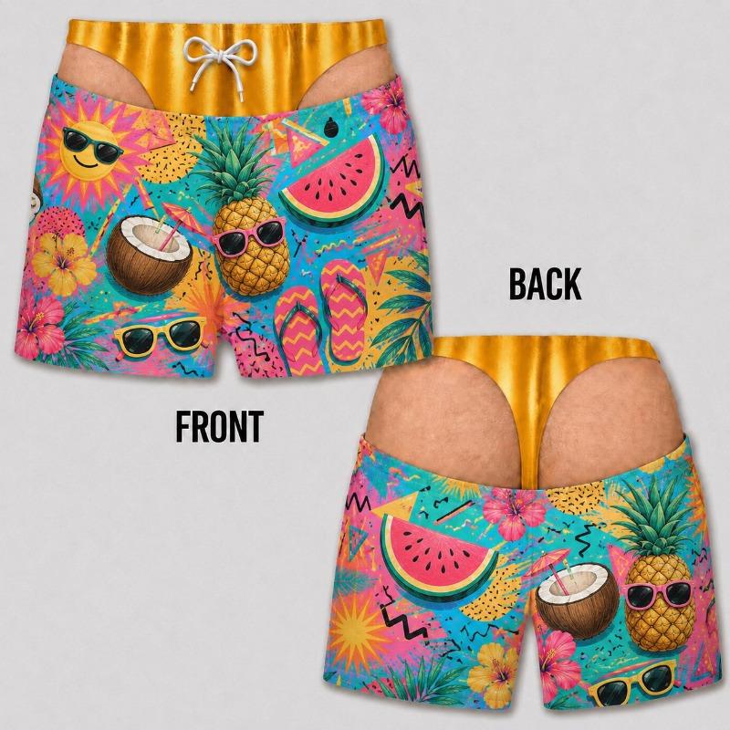 Funny Beach Shorts Fake Underwear Swim Trunks Bachelor Party Prank Summer Fashion Swim Trunks Fake Underwear Beach Shorts Moto