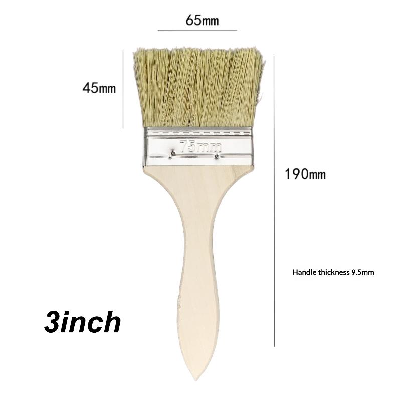 10Pcs Pig Mane Brushes Long Handle Bristle Tools for Plastering and Painting Art Handicraft Workshop Use