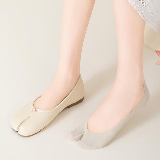 Flip Flop Tabi Socks for Women Elastic Split 2 Toe Socks Low Cut No Show Boat Sock Invisible Thin Cotton Sock