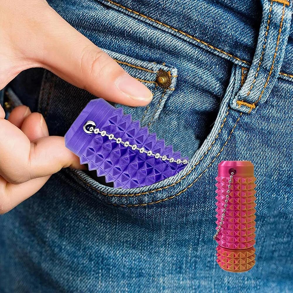 3D Printed Little Spiky Sensory Roller Toys Stress Relief Spiky Stim Tactile Keychain Mini Grippie Fidget Toys Keychain Pendant
