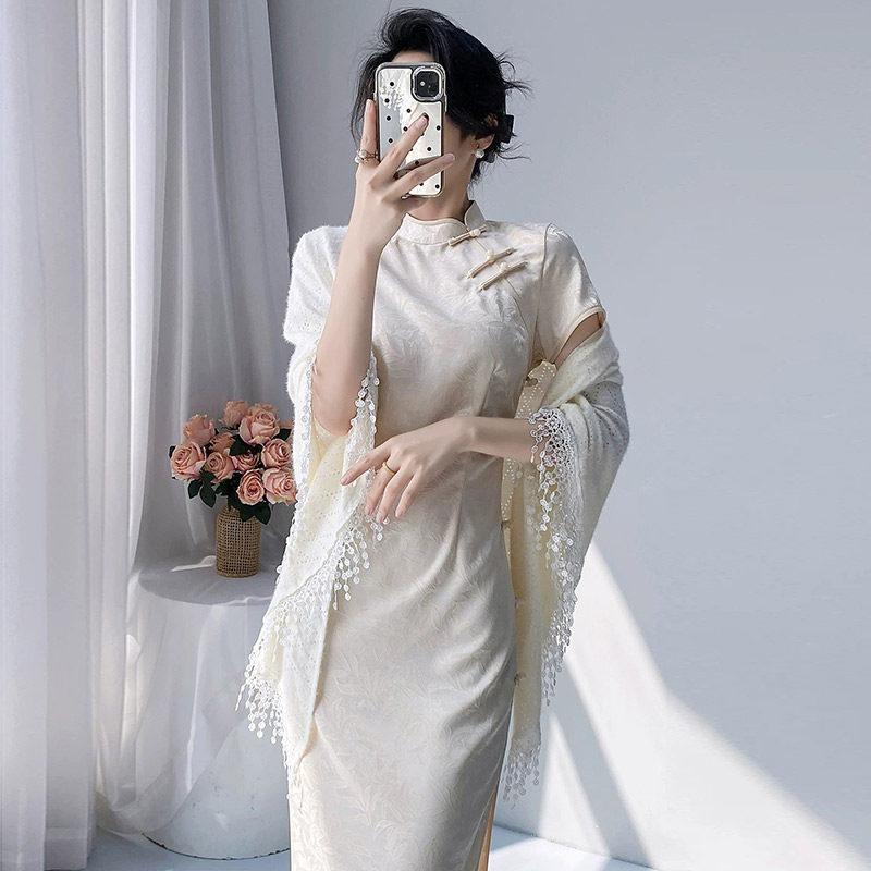 White national style new Chinese style Suzhou long cheongsam improved young 1011 new women's high sense daily summer