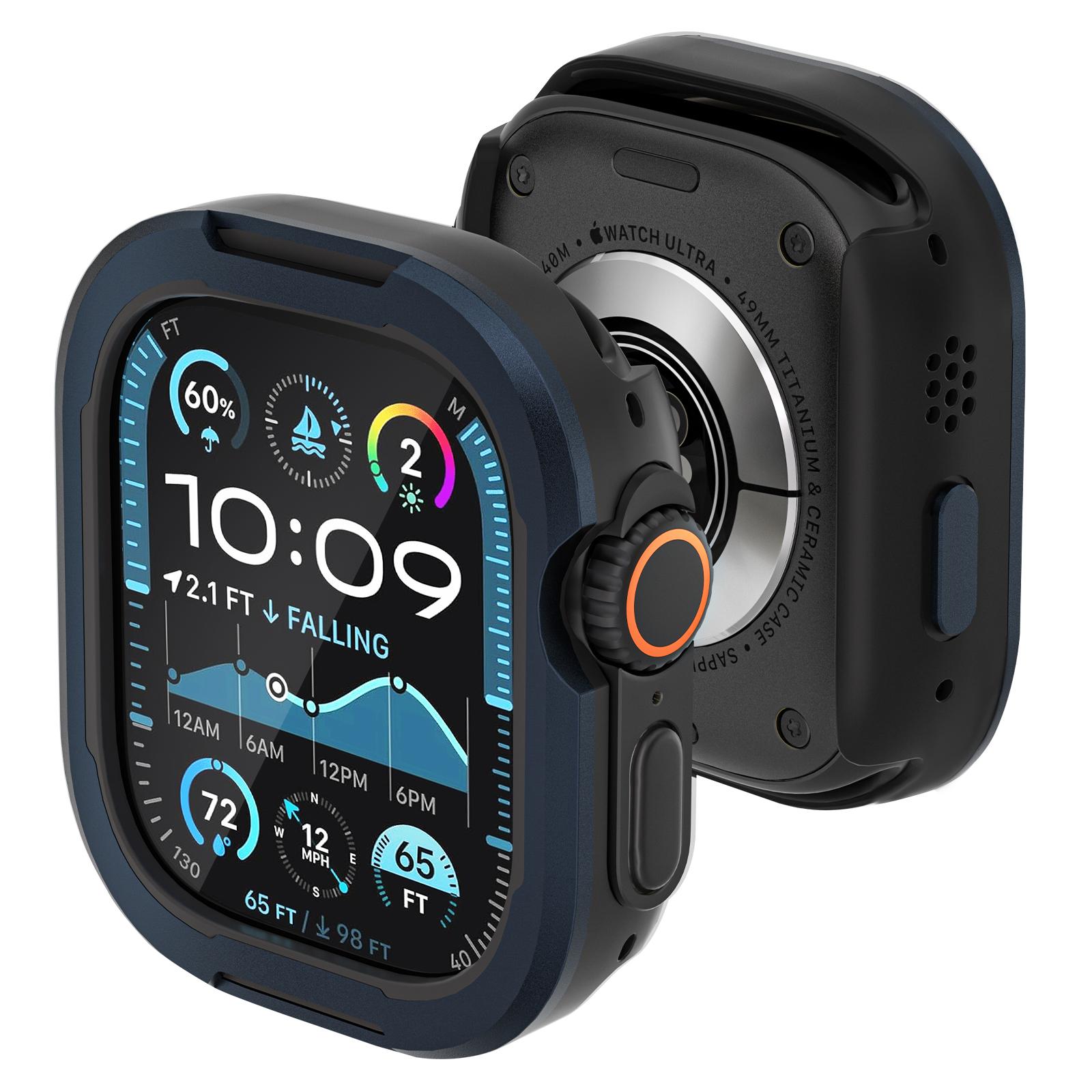 

Металевий захисний чохол-броня для Apple Watch Ultra 2 10 9 8 7 6 5 Ударостійкий захисний чохол для iWatch 40мм 41мм 42мм 44мм 45мм 46мм 49мм 45MM синій