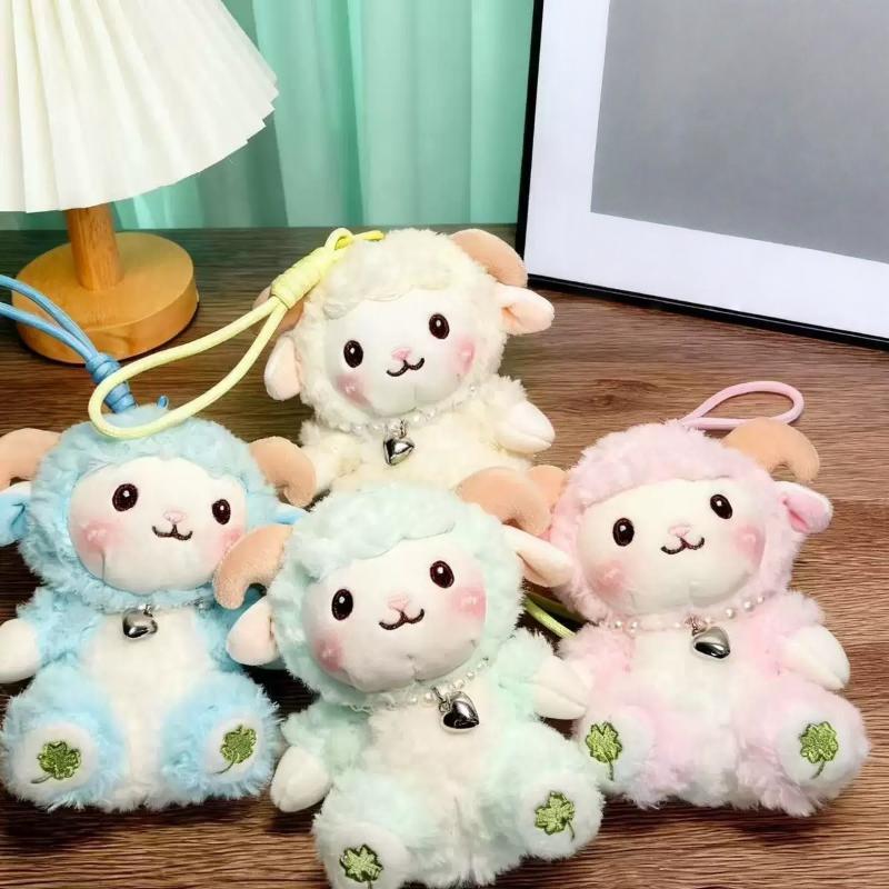 Little Sheep Stuffed Plush Keychain Soft PP Cotton Animal Doll Key Ring Cute Bag Pendant for Children Festival Gift