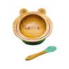 KLEINER FUCHS - Bol Bébé En Bambou Naturel Avec Ventouse Antidérapante Et Cuillère Assortie (Grenouille)