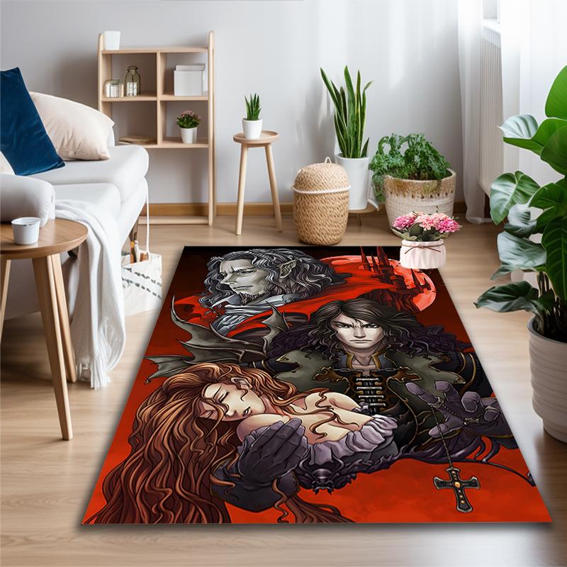 1pc Gothic Vampire Ladies Rug, Digital Printed Home Chair Sofa Mat, Durable Office Area Carpet, Beautiful Festival Decorations
