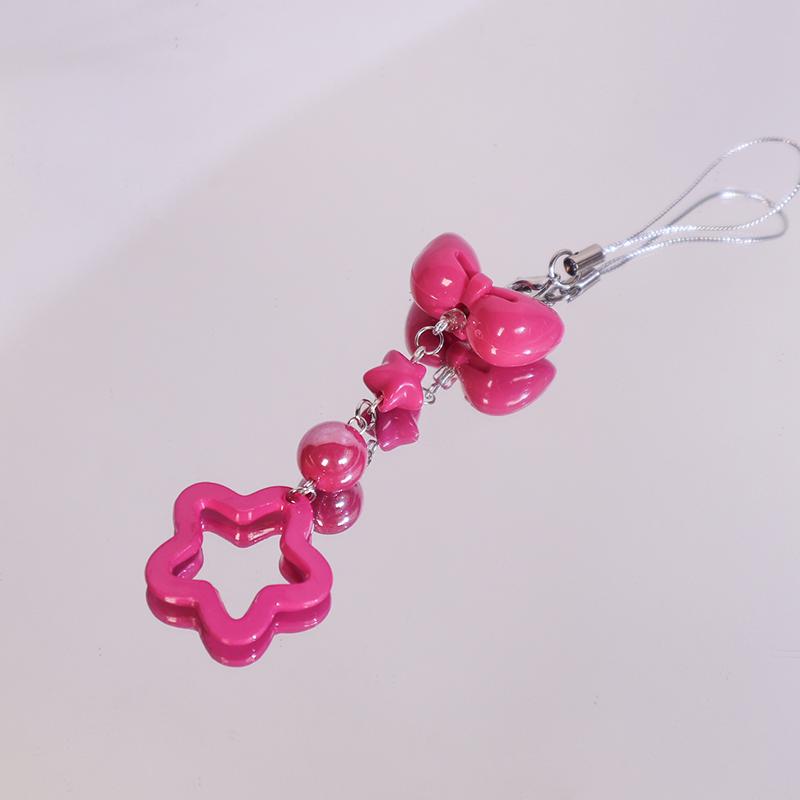 

Rose Red Tie Hanging Chain Sweet Keychain Backpack Decoration Bowknot Pendant Keyring Women Girl Ornament Phone Hanging Chain