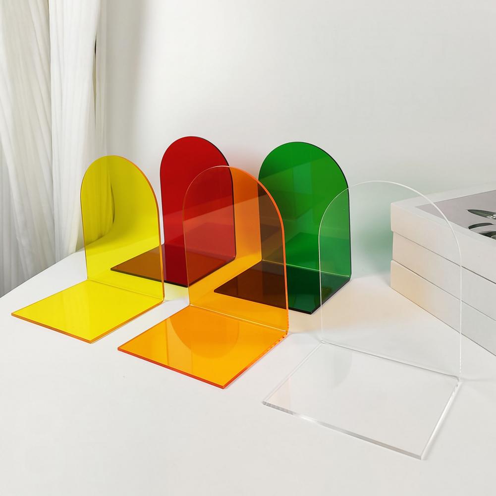 Acrylic Bookends for Shelves Acrylic Bookends Set Heavy Duty Decorative Book Holders Transparent Shelf for Books for Bookshelves