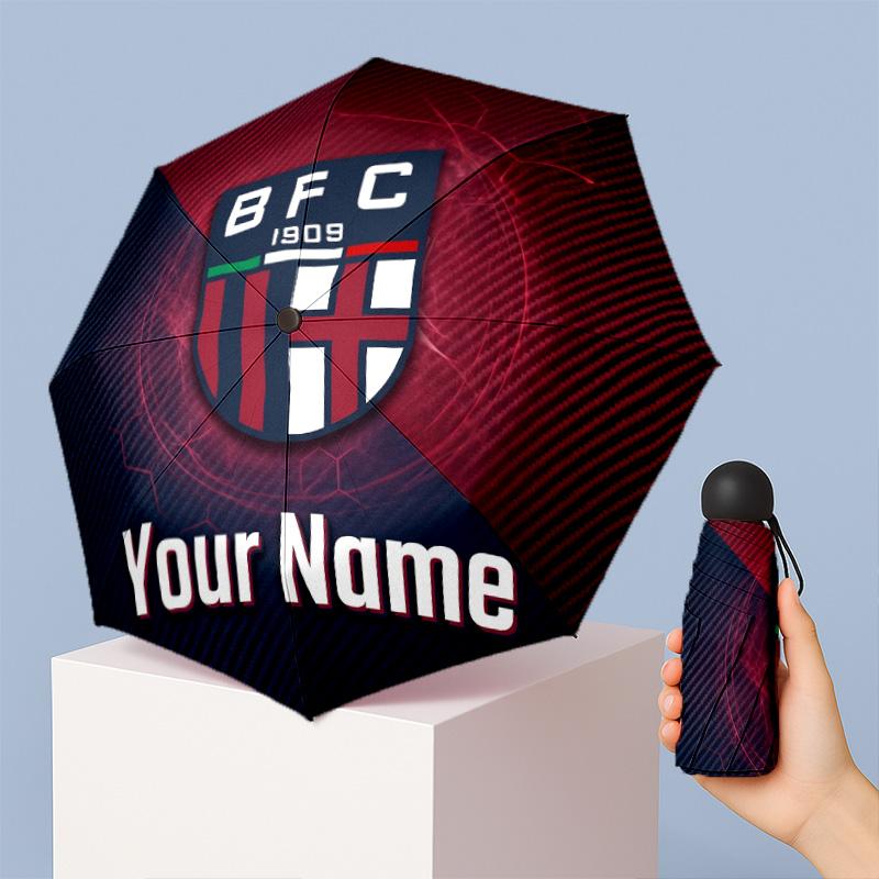 Bologna FC Manual Five Fold 8 Rib Umbrella Support Custom Text, Lightweight Travel Umbrella