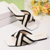 Stylish Black and White Strappy Flat Sandals - Elegant Open-Toe Design with Adjustable Straps, Perfect for Summer and Beach Wear