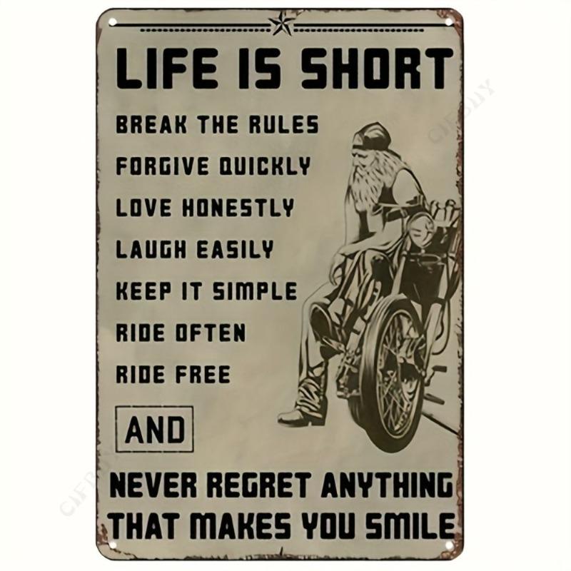 Motorcycle Metal Wall Sign, Garage Bar Decor 20x30cm