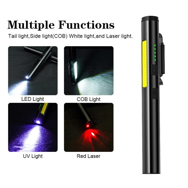4 In 1 Rechargeable Pen Torchlight Outdoor Portable Handheld Ultra Bright Work Light Multifunctional LED Flashlight