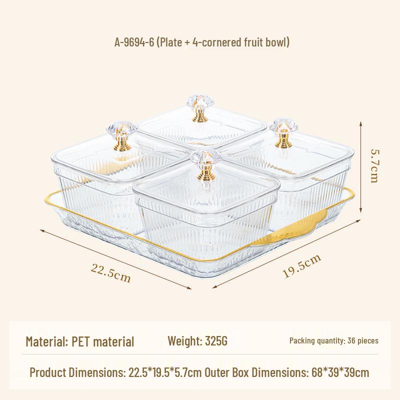 Multi-Grid Plastic Snack and Candy Dish for Home