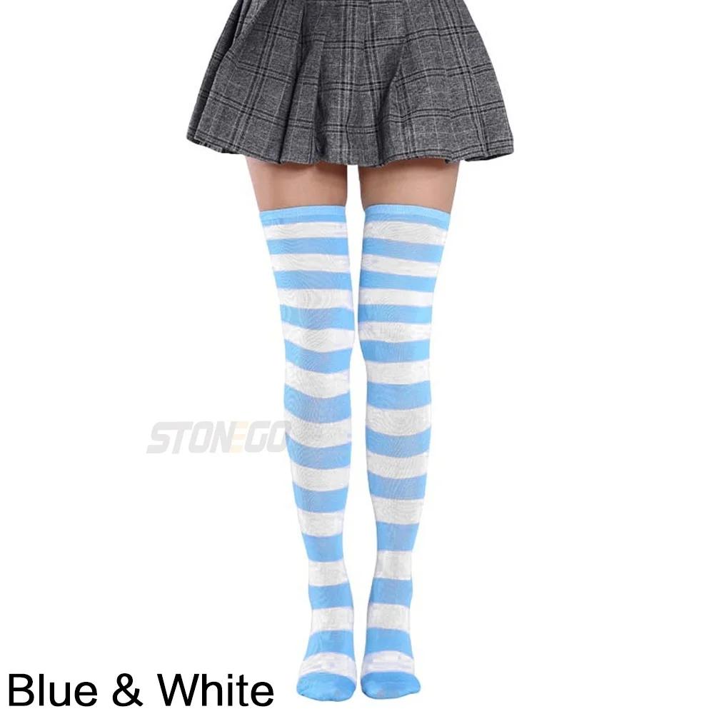

Fashion Women Over Knee Long Stripe Printed Thigh High Patterned Cotton Socks Christmas Gift One Size