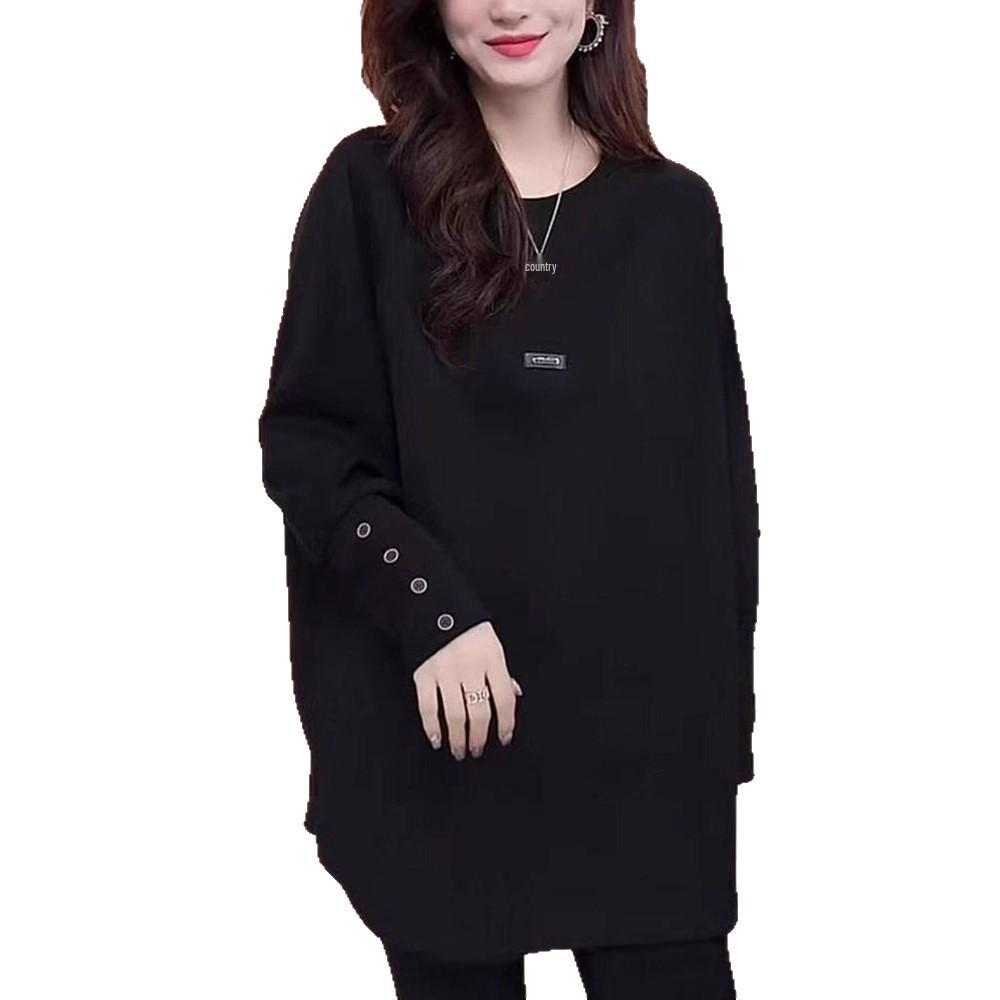 Women's European-Style Long-Sleeve Plus Size Top - Autumn/Winter Loose, Versatile, Slimming Base Layer